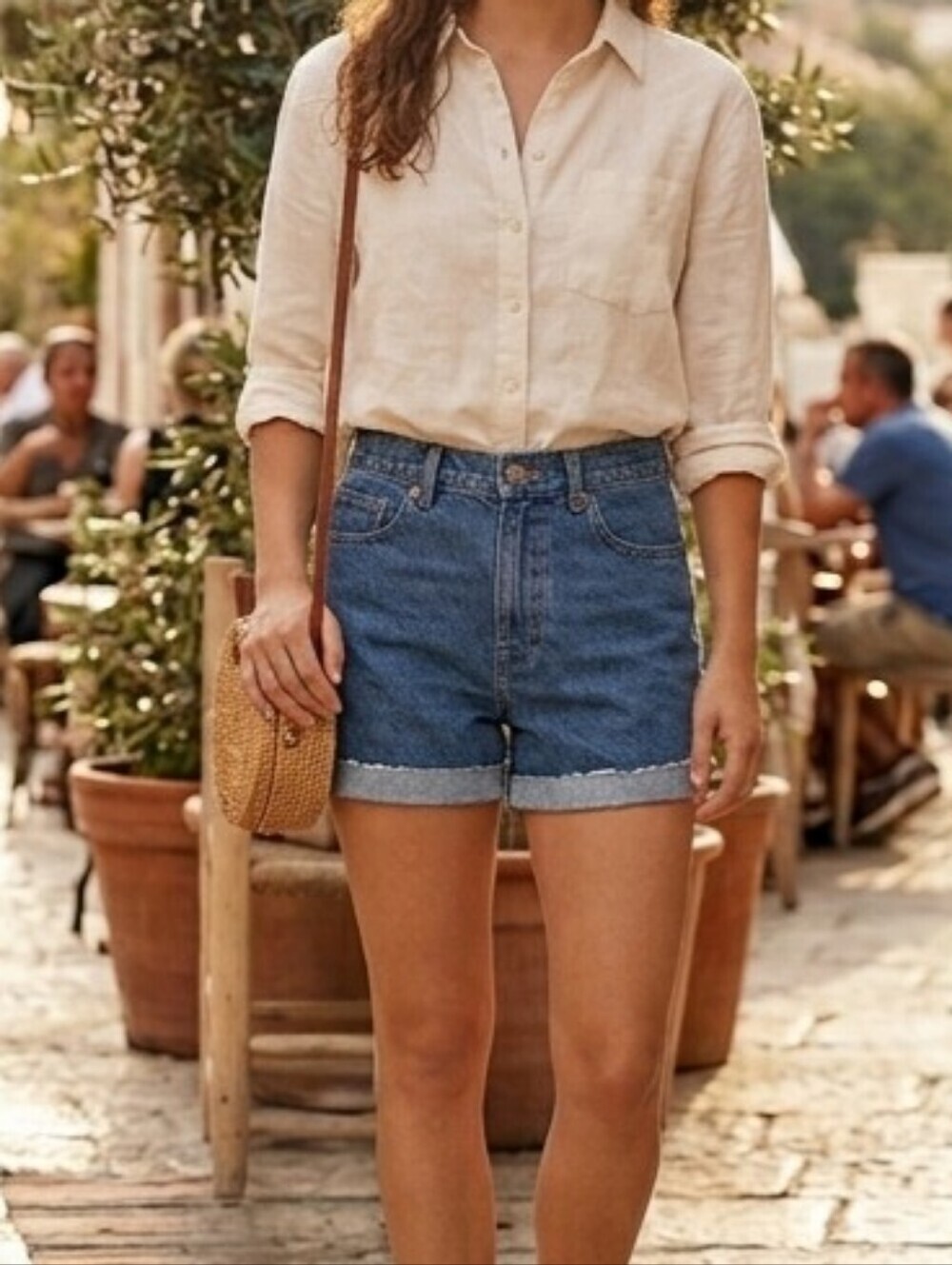 Madewell High-Rise Blue Denim Jean Shorts Size 26 Molden Wash Raw Cuffed Hem